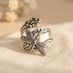 Bohemian Dragonfly Spoon Ring in Antique Silver Tone