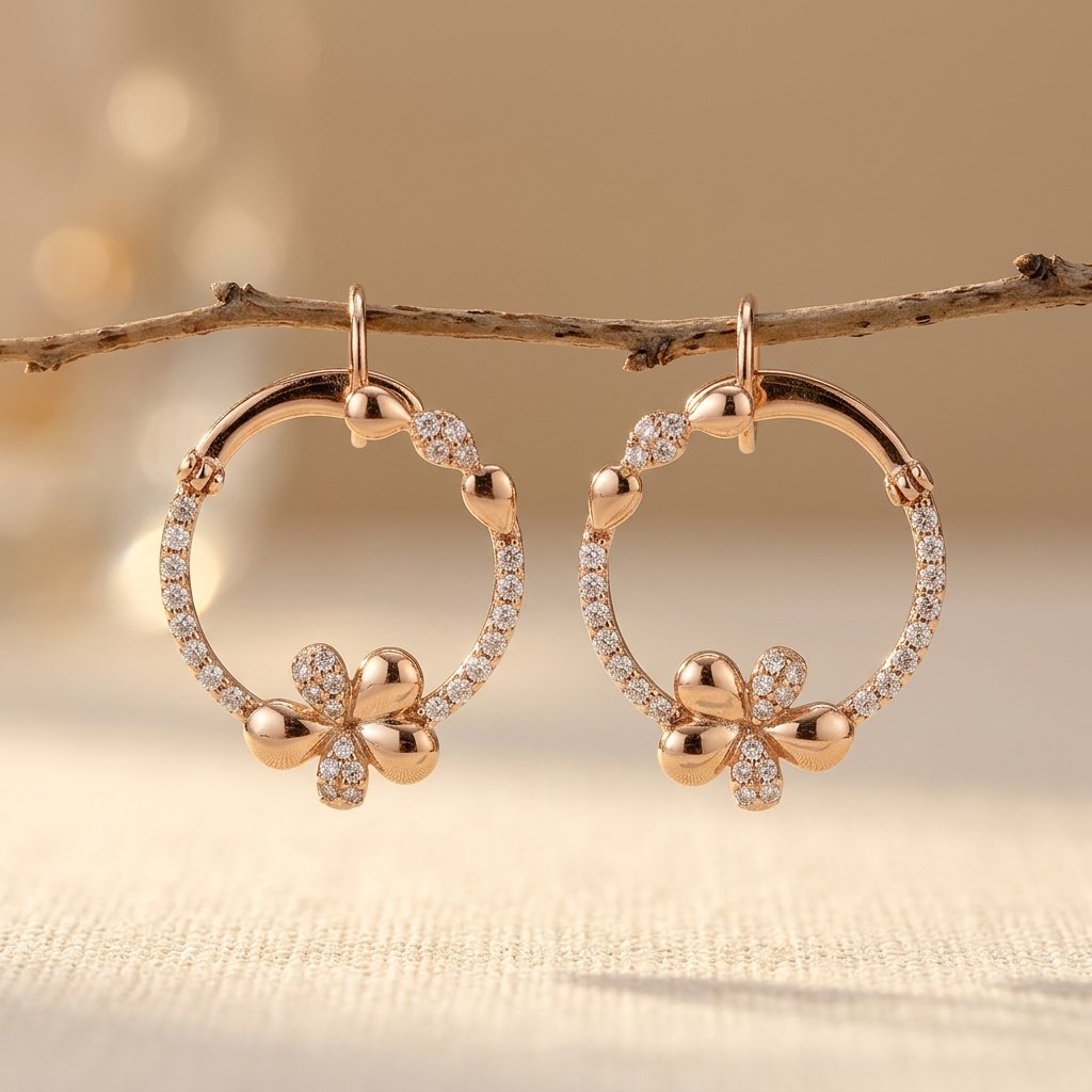 Floral Hoop Dangle Earrings