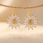 Silver-Tone Sunflower Dangle Stud Earrings