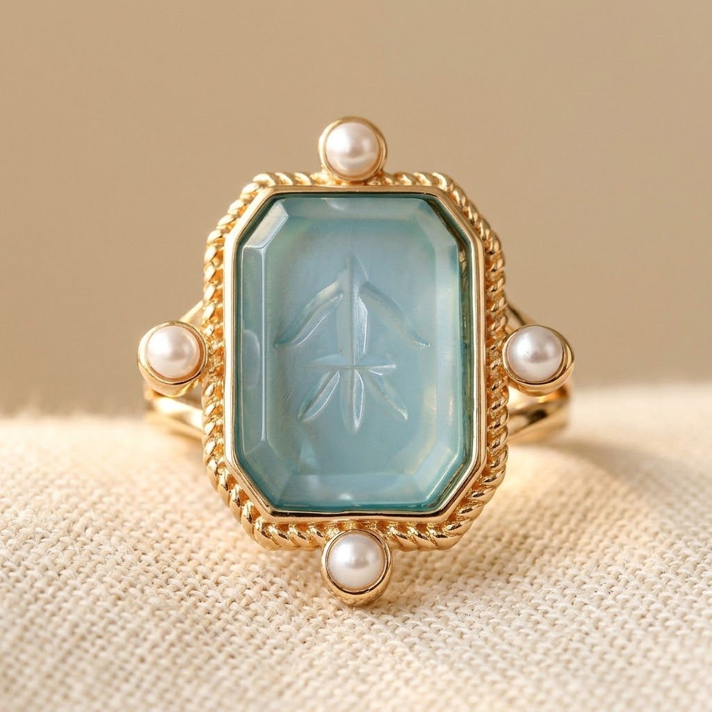 Turquoise Drop Gold-Tone Ring