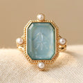 Turquoise Drop Gold-Tone Ring