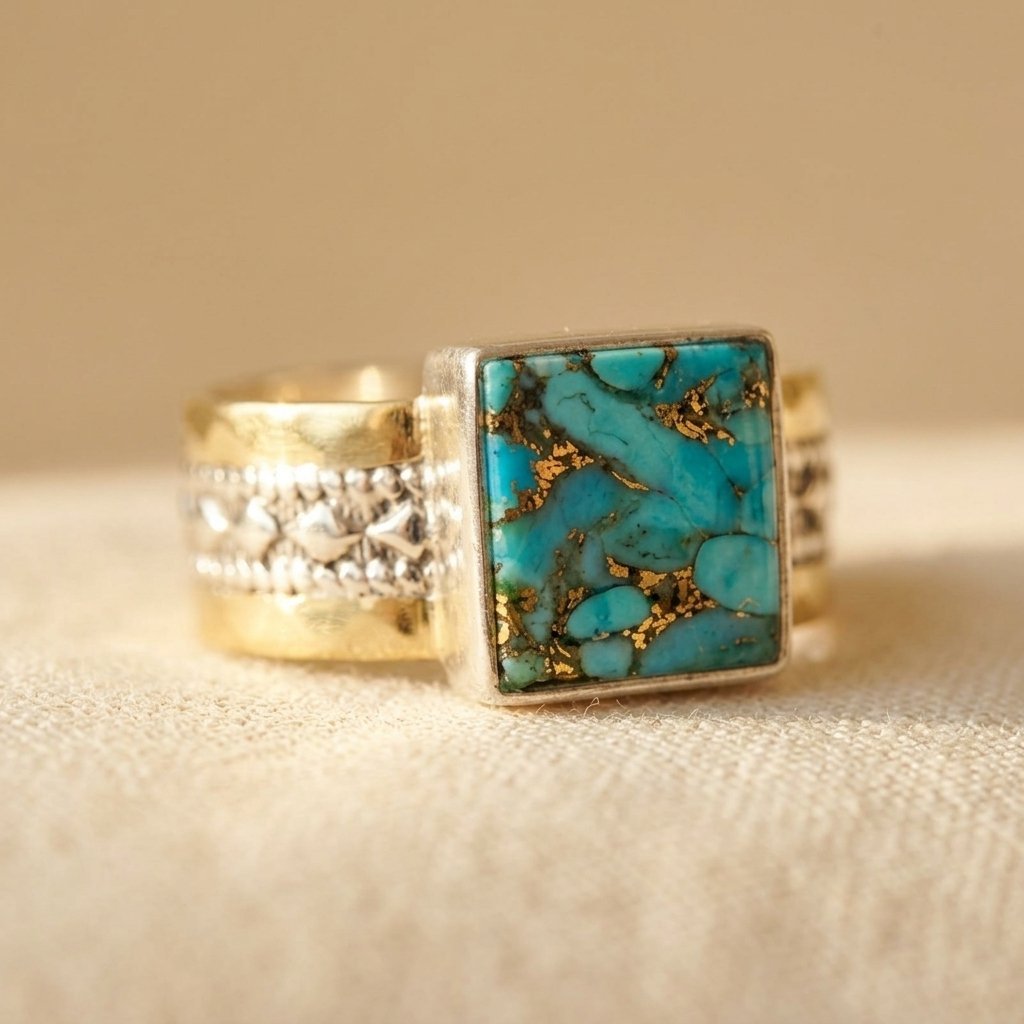 Vintage-Style Turquoise Square Ring