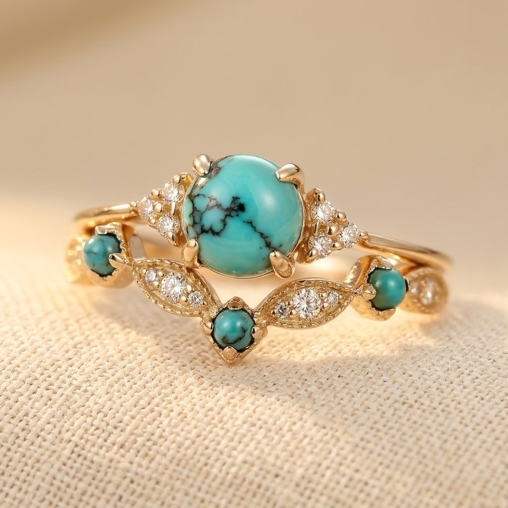 Bohemian turquoise ringenset