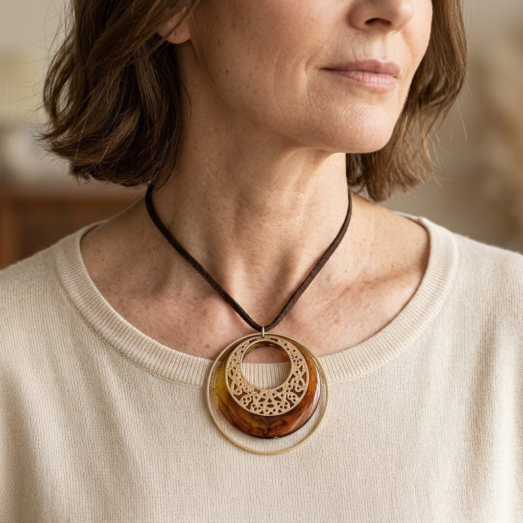 Vintage-Style Boho Gold-Tone Pendant Necklace