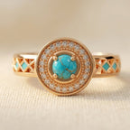 Vintage-Style Turquoise Zirconia Ring