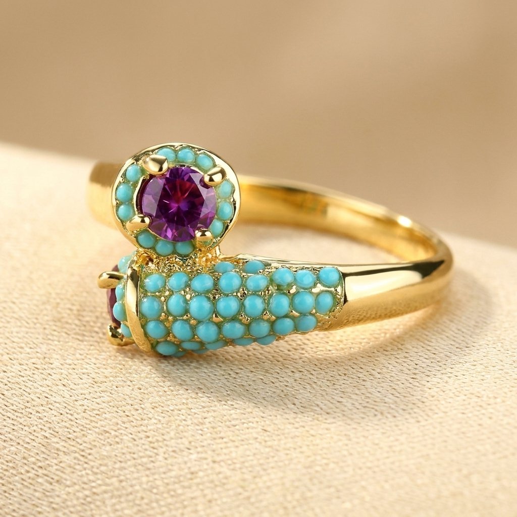 Turquoise Minimalist Gold-Tone Ring