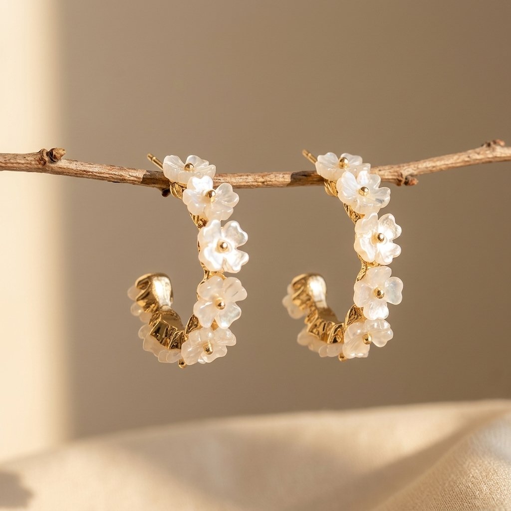 Vintage-Inspired Flower Hoop Earrings