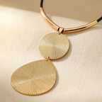 Gold-Tone Double Disc Pendant on Snake Chain