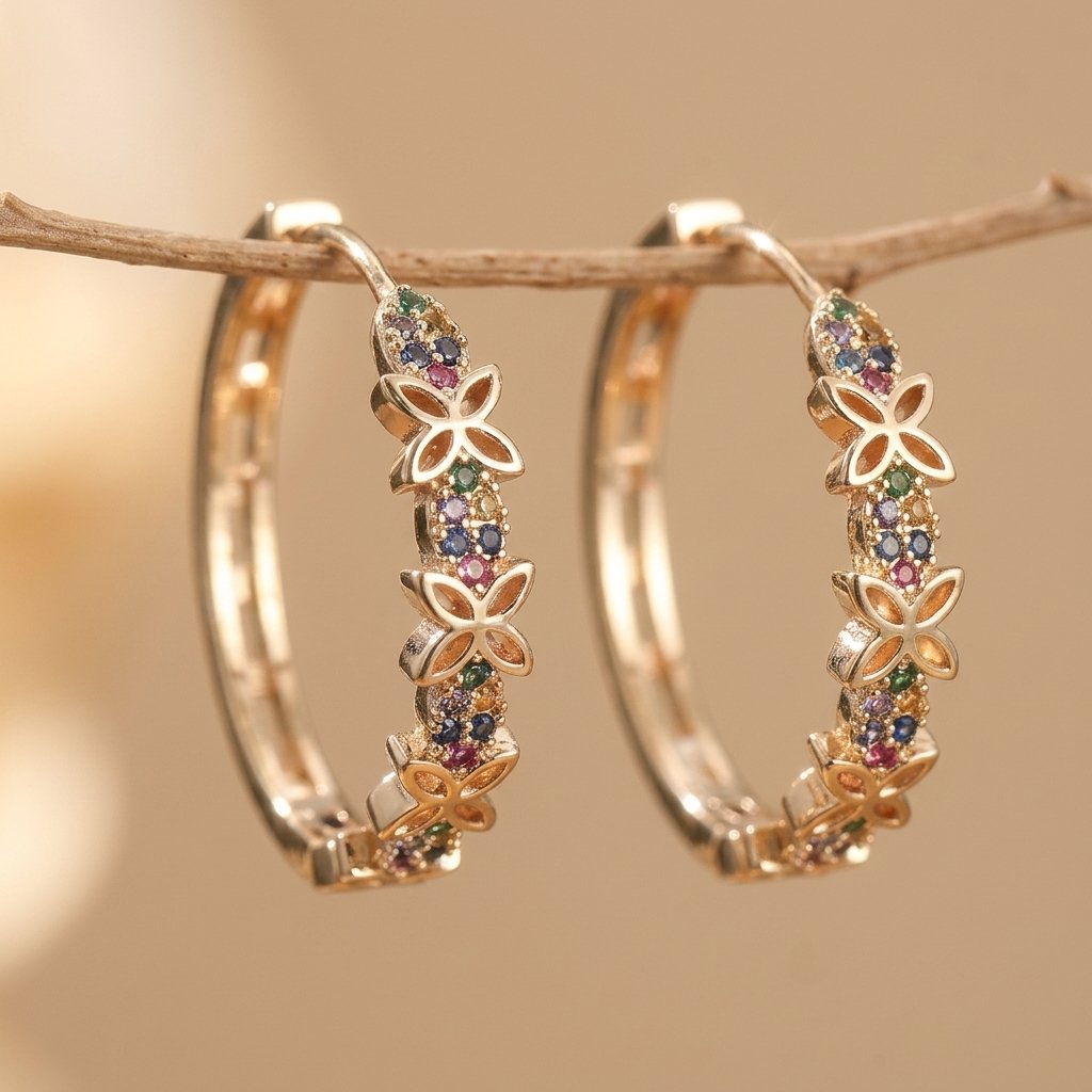 Bohemian Butterfly and Flower Dangle Earrings