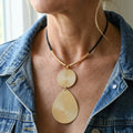 Gold-Tone Textured Disc Pendant on Cord