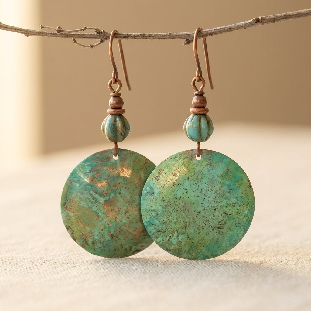 Bohemian Vintage Large Disc Dangle Earrings