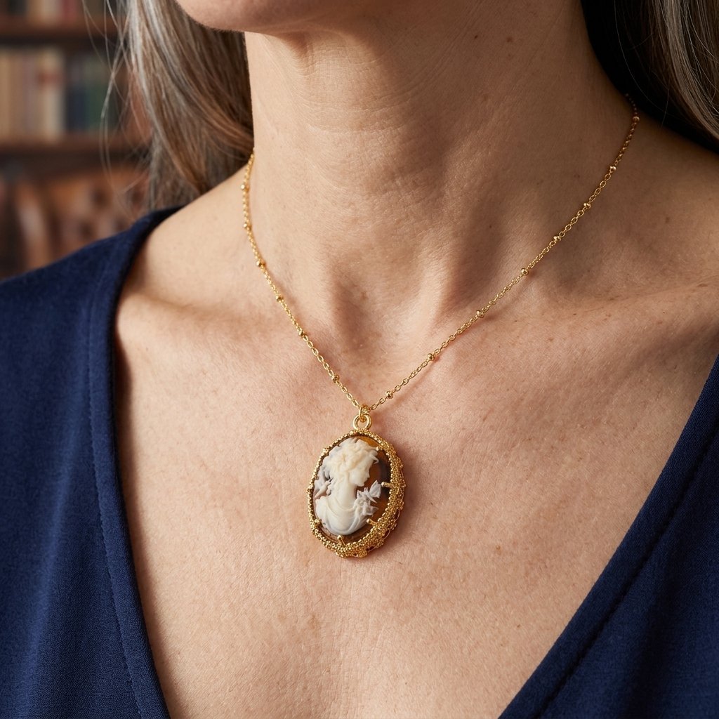 Vintage-Style Goddess Head Pendant Necklace