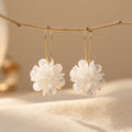 White Blossom Hook Earrings