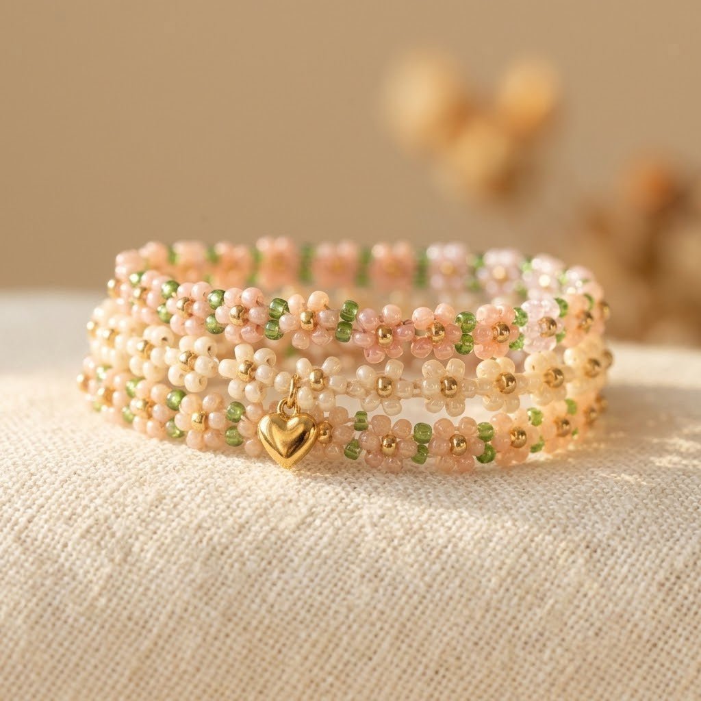 Gold-Tone Daisy and Heart Bracelet