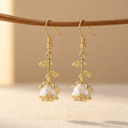 Vintage-Style Rose Gold-Tone Flower Dangle Earrings