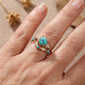 Fine Band Ring with Small Turquoise-Look Flower Stone