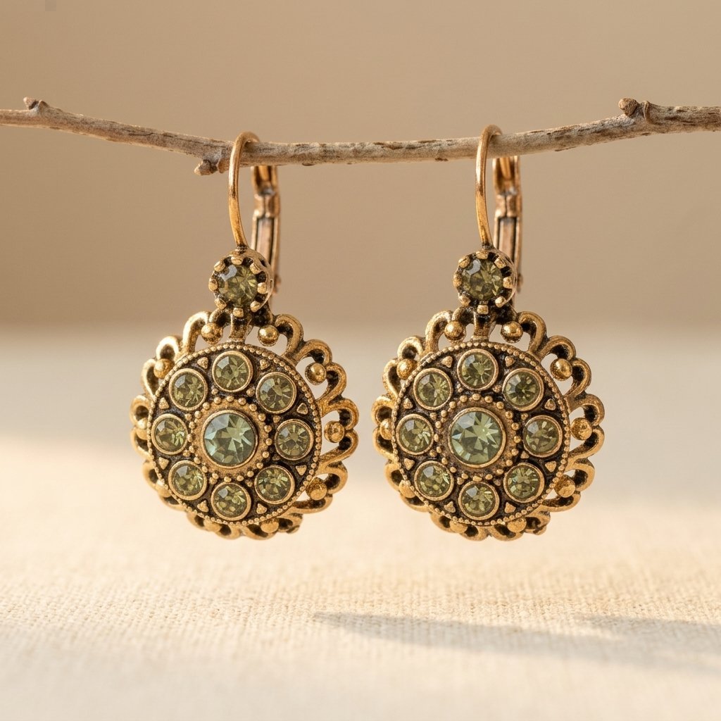 Inlaid Synthetic Zirconia Hollow Flower Drop Earrings