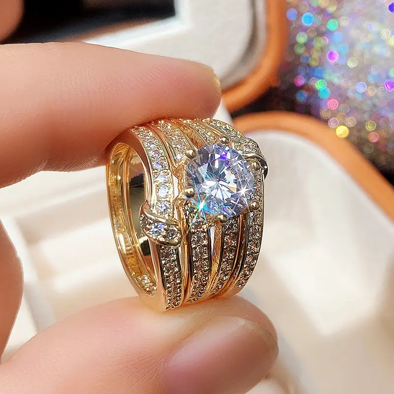 Sparkling Gold-Tone Zirconia Ring