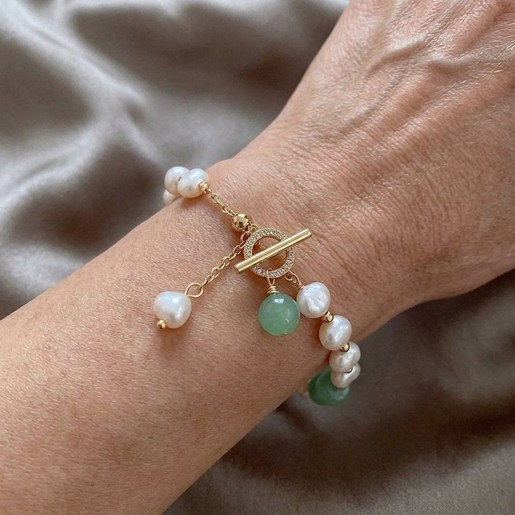 Pearl Bead Bracelet with Toggle Clasp