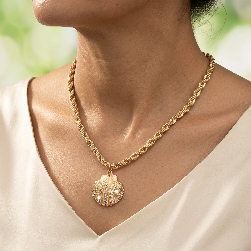 Ketting met ingelegde schelphanger