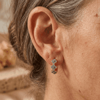 Vergulde oorringen met turquoise bloem