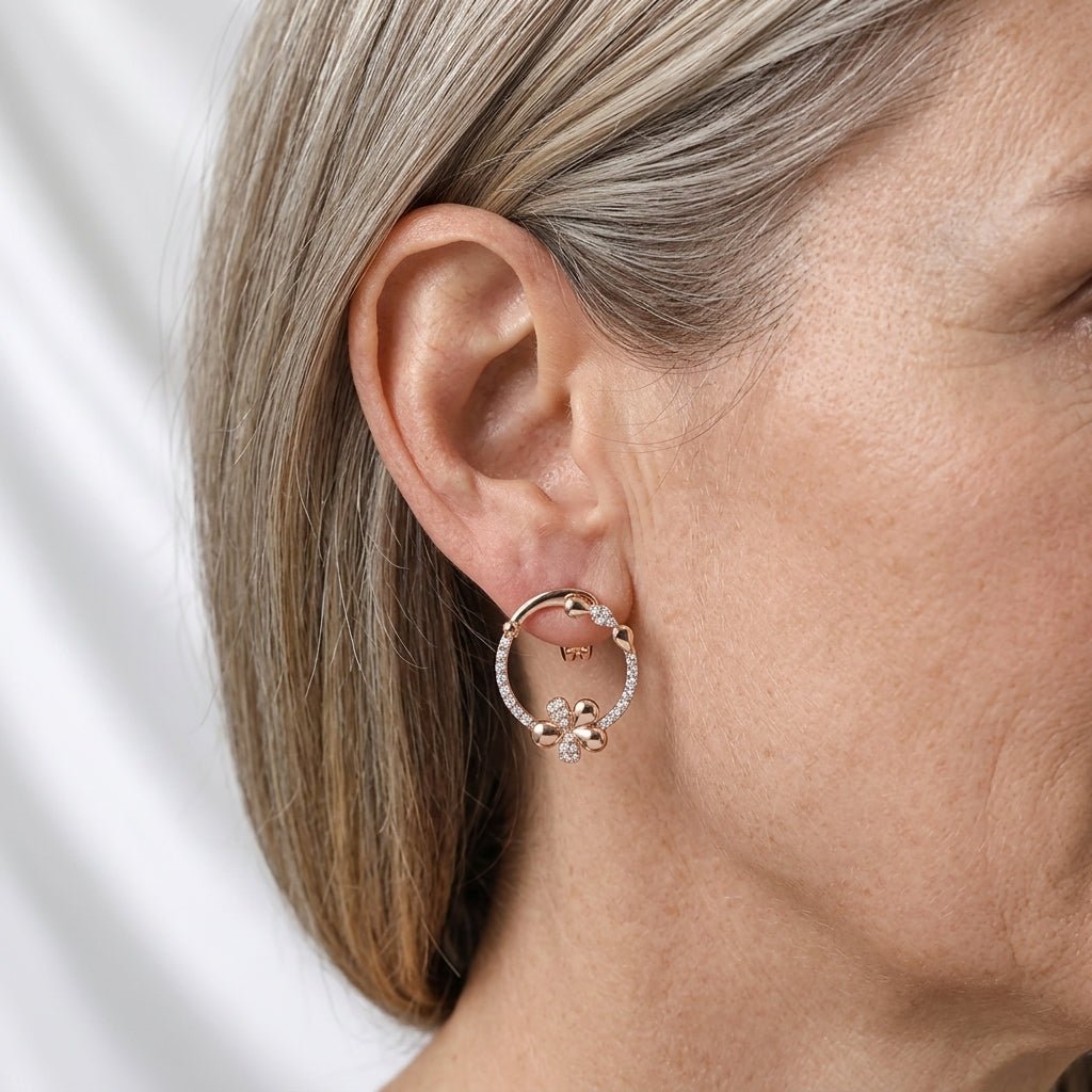 Floral Hoop Dangle Earrings