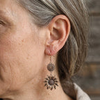 Vintage-Style Silver-Tone Sunflower Dangle Earrings