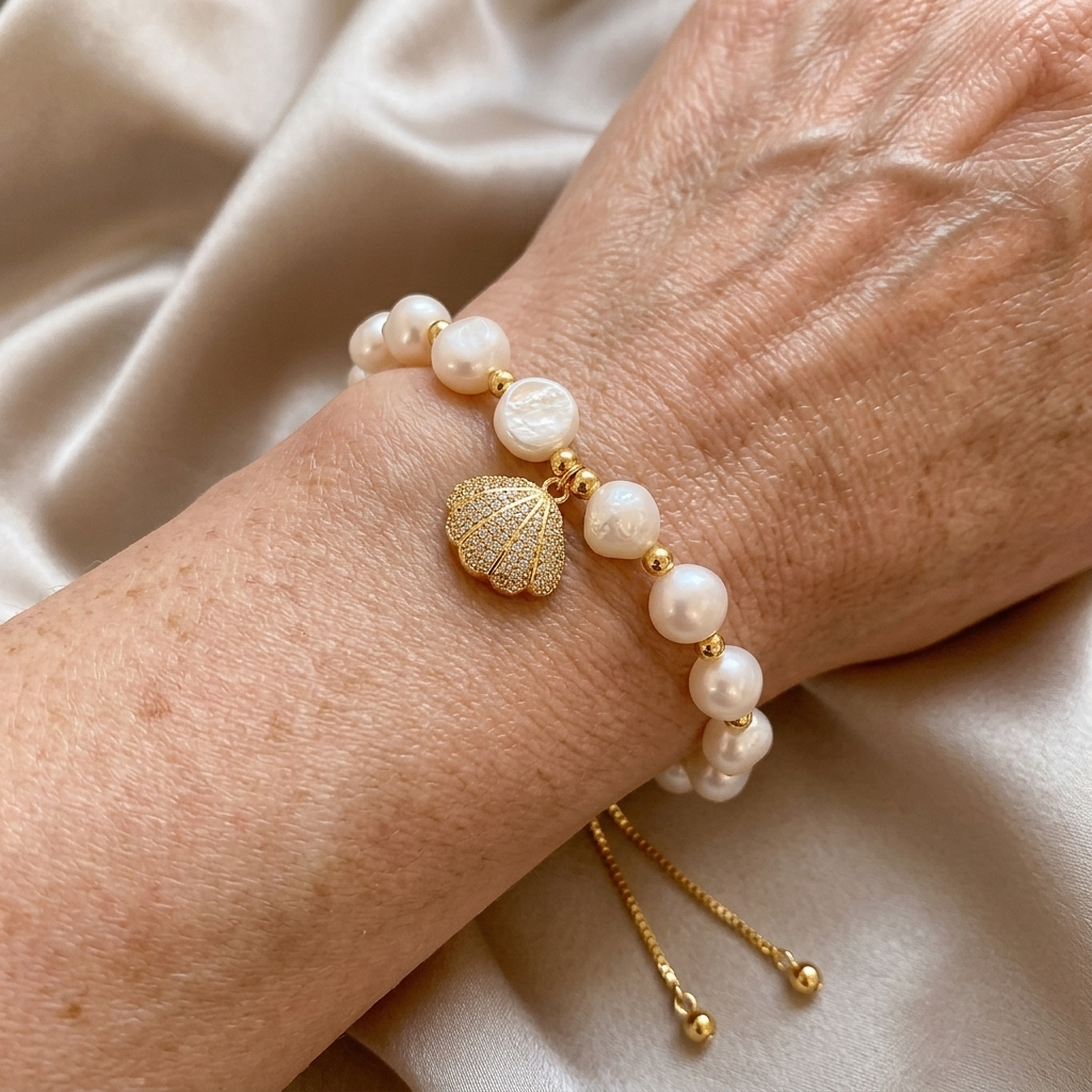 Sterling zilveren armband met barokparels