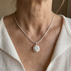 Sterling Silver Sparkling Pearl Necklace