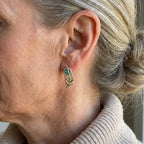 Bohemian Gold-Tone Turquoise Leaf Earrings