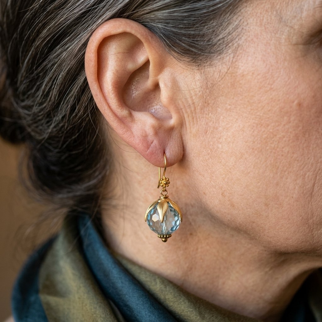 Vintage-Style Aquamarine Blue Glass Drop Earrings