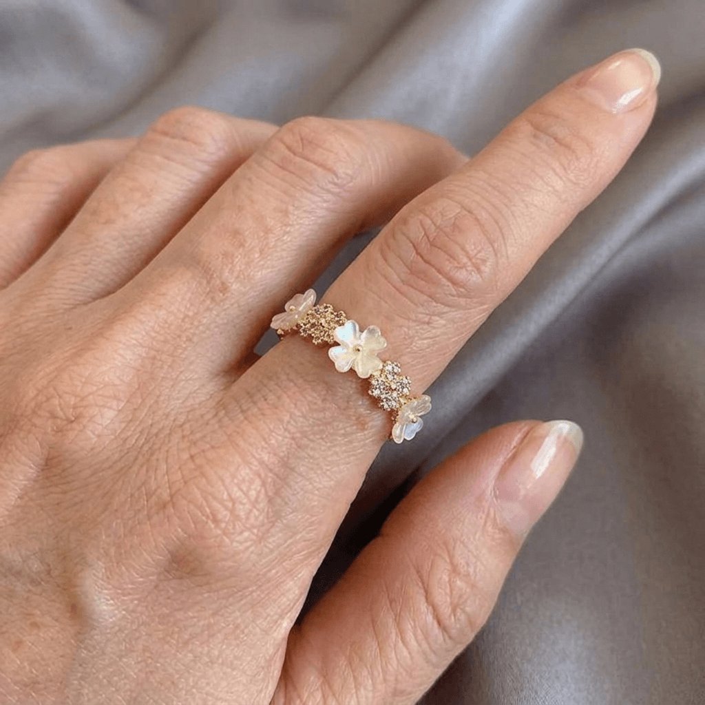 Zirconia Gold-Tone Flower Ring