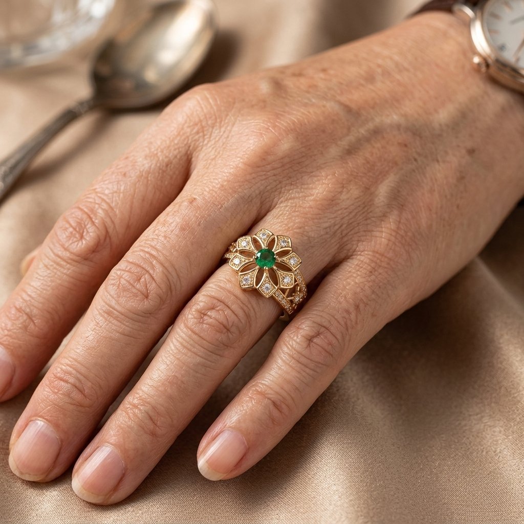 Hollow Ethnic-Style Zirconia Ring