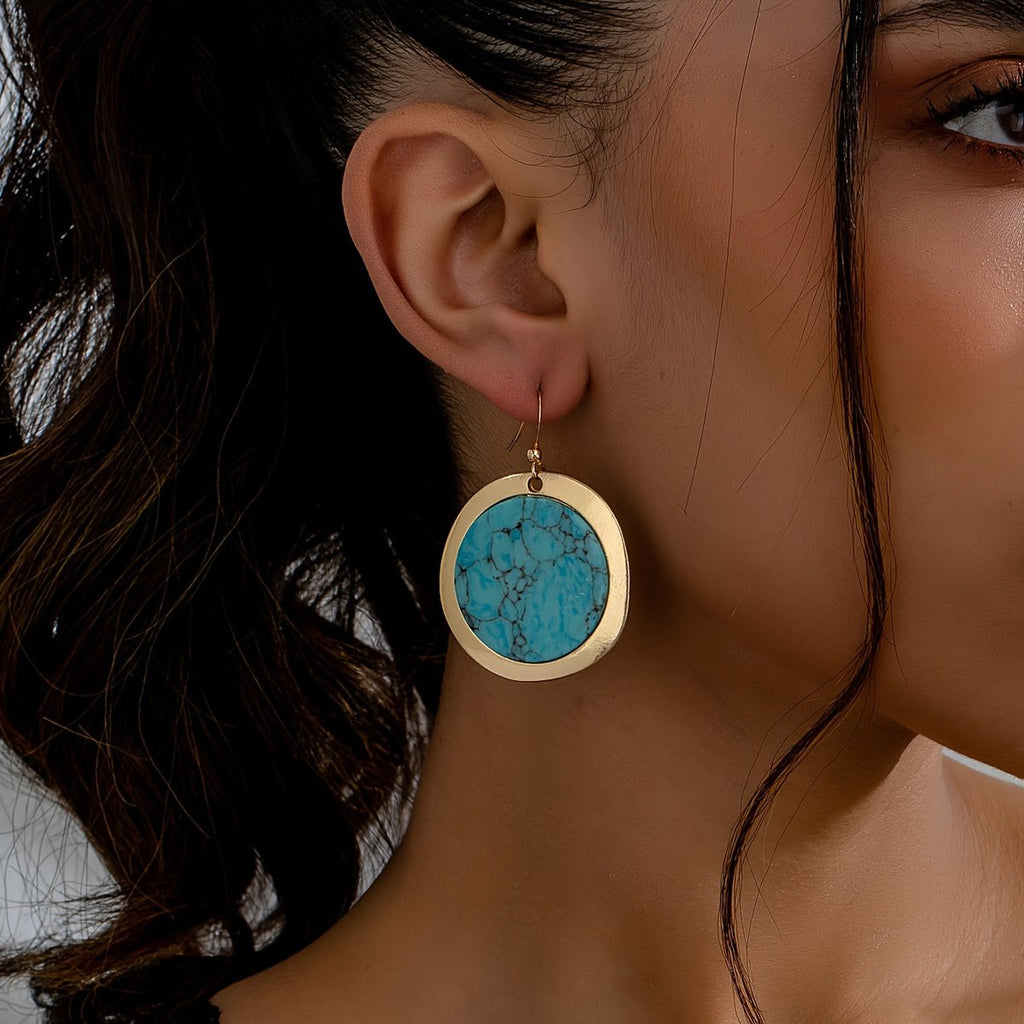 Turquoise Bohemian Round Earrings