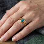 Turquoise Leaf Gold-Tone Ring
