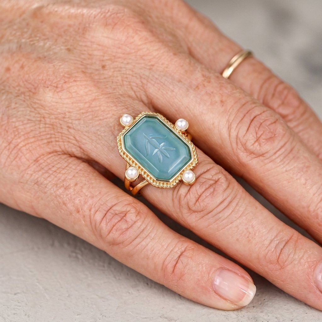 Turquoise Drop Gold-Tone Ring