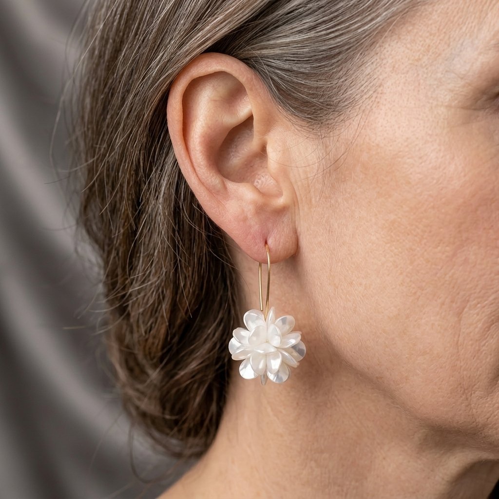 White Blossom Hook Earrings