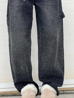 Women's Wide-Leg Jeans with Rhinestone Detail