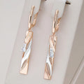 Rose Gold-Tone Crystal Stripe Drop Earrings