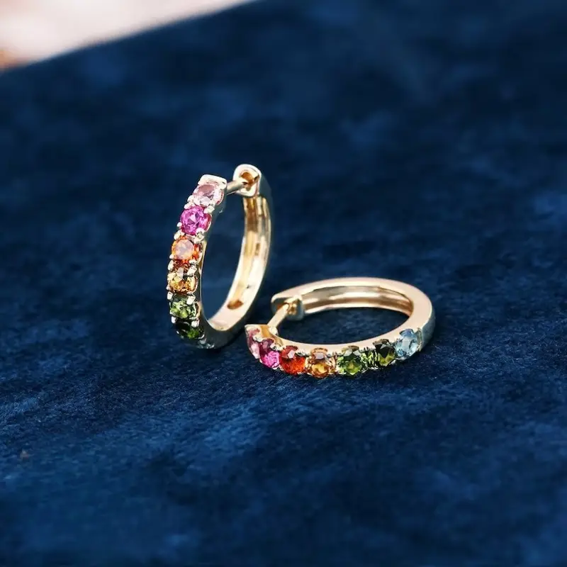 Vintage-Style Colourful Zirconia Mini Hoop Earrings