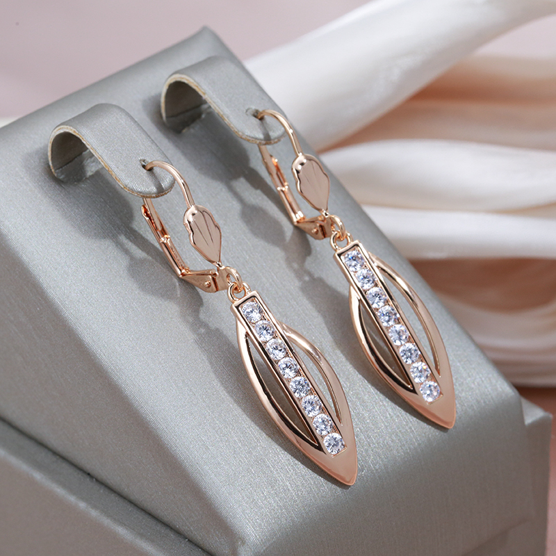 Pointed Zirconia Earrings in Gold Tone