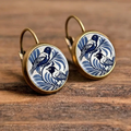 Vintage-Style Hand-Painted White Bird Earrings