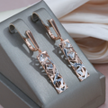 Rectangular Earrings in Gold Tone