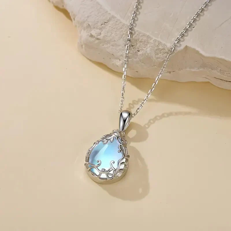 Glacier Pendant Necklace in White Gold Tone