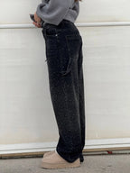 Women's Wide-Leg Jeans with Rhinestone Detail