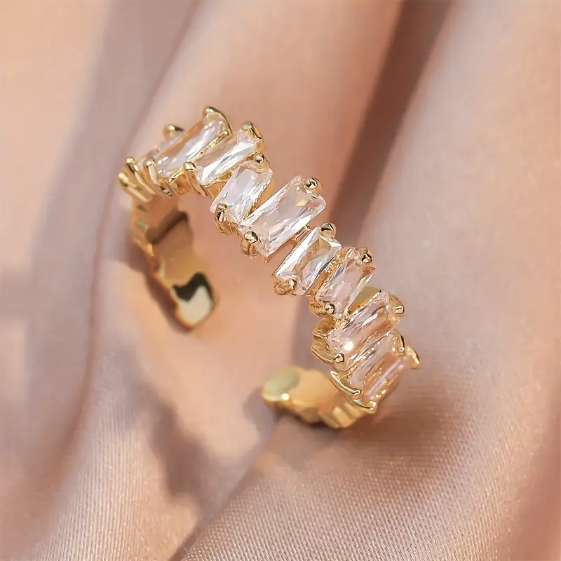 Inlaid White Glass Gold-Tone Ring