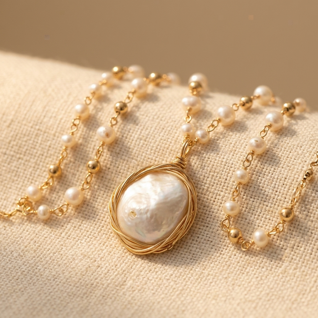 Baroque Pearl Gold-Tone Pendant Necklace
