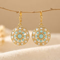 Vintage-Style Turquoise and Gold-Tone Mandala Earrings
