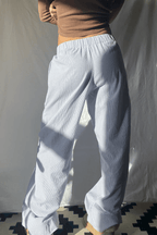 Corduroy Straight Leg Trousers with Elastic Waist