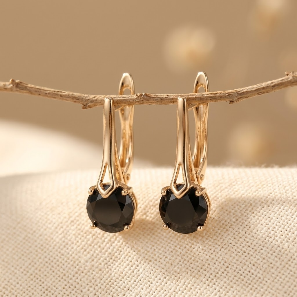 Black Zirconia Clip-On Earrings